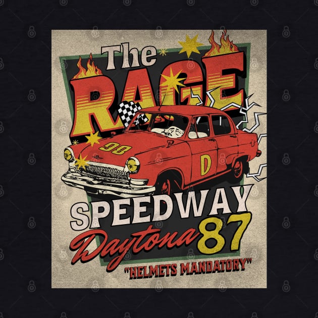 The Rage II speedway vintage racing distressed retro poster by SpaceWiz95